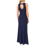 MSK Womens Navy Embellished Sleeveless Formal Evening Dress Gown 12 BHFO 8113