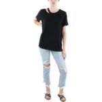 n:PHILANTHROPY Womens Black Distressed Crewneck Pullover Top Shirt L BHFO 8239