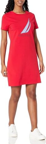 Nautica Women's Crewneck T-Shirt Logo Dress