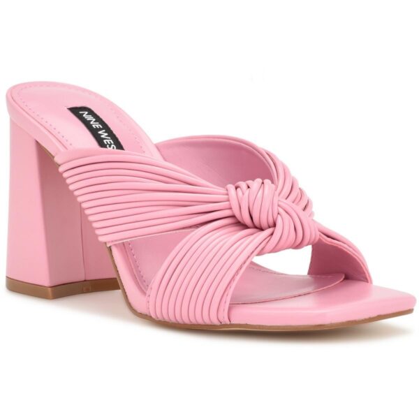 Nine West Womens Faux Leather Knot-Front Slide Sandals Shoes BHFO 7050