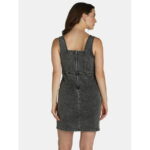 No Boundaries Denim Square Neck Pinafore Dress, Women’s