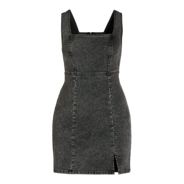 No Boundaries Denim Square Neck Pinafore Dress, Women’s