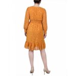 NY Collection Womens Yellow Dotted Short Smocked Mini Dress Petites PL BHFO 8383