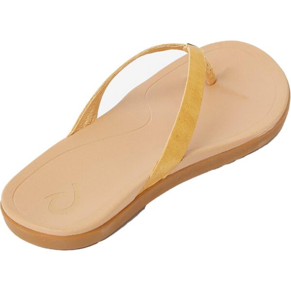 OluKai Womens Ho'Opio Yellow Leather Flip-Flops Shoes 5 Medium (B,M) BHFO 6419