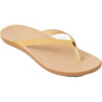 OluKai Womens Ho'Opio Yellow Leather Flip-Flops Shoes 5 Medium (B,M) BHFO 6419