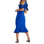 Quiz Womens Blue Knit Cold-Shoulder Bodycon Halter Dress 10 BHFO 3590