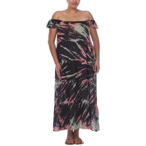 Raviya Womens Tie-Dye Dress Ruffled Cover-Up Plus BHFO 3075