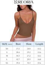 REORIA Butsmooth® Womens Sexy V-Neck Sleeveless Double Lined Going Out Y2K Trendy Cami Shirt Cropped Tank Tops