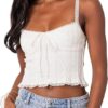 RUEWEY Women Lace Trim Camisole Spaghetti Strap Tank Tops Sleeveless Cami Shirt Summer Going Out Top