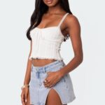 RUEWEY Women Lace Trim Camisole Spaghetti Strap Tank Tops Sleeveless Cami Shirt Summer Going Out Top