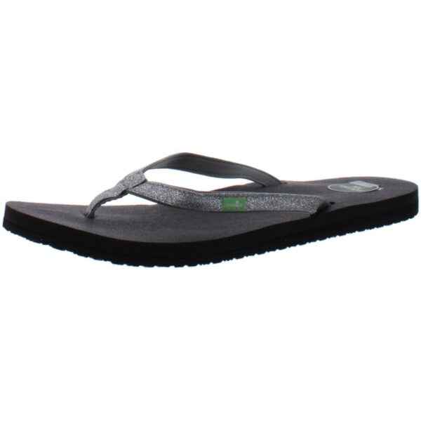 Sanuk Womens Yoga Joy Sparkle Silver Flip-Flops Shoes 7 Medium (B,M) BHFO 3320