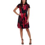 Signature By Robbie Bee Womens Red Velvet Burnout Fit & Flare Dress XL BHFO 6217