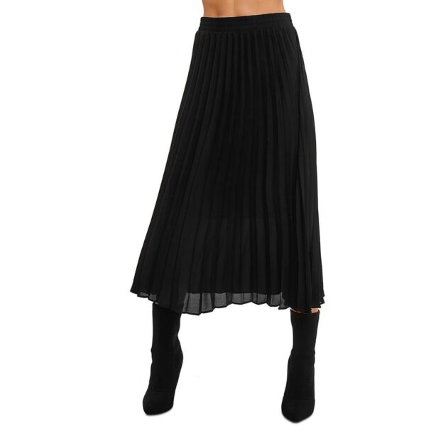 Single Thread Womens Black Shutter Pleat A-Line Daytime Midi Skirt L BHFO 5586