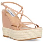 Steve Madden Womens Whitlee Faux Leather Wedge Platform Sandals Shoes BHFO 0491