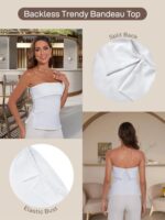 Strapless Tube Tops for Women Backless Going Out Bandeau Top Sexy Trendy Off Shoulder Side Split Summer Bustier Tops