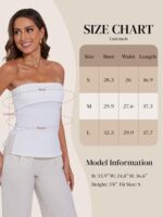 Strapless Tube Tops for Women Backless Going Out Bandeau Top Sexy Trendy Off Shoulder Side Split Summer Bustier Tops