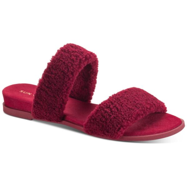 Sun + Stone Womens Easten Red Slide Sandals Shoes 8 Wide (C,D,W) BHFO 7684