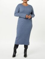 The Drop Women's Fernanda Bell Sleeve Ribbed Sweater Dress