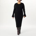 The Drop Women's Fernanda Bell Sleeve Ribbed Sweater Dress