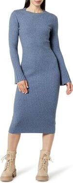 The Drop Women's Fernanda Bell Sleeve Ribbed Sweater Dress