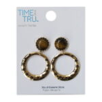 Time and Tru Chocolate Fudge/Gold Zinc Alloy/Genuine Stone/Plastic/CZ Circle Metal Earring