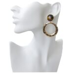 Time and Tru Chocolate Fudge/Gold Zinc Alloy/Genuine Stone/Plastic/CZ Circle Metal Earring