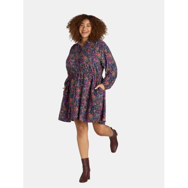 Time and Tru Soft Shirtdress, Women's and Women's Plus, Size XS-4X