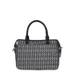 Time and Tru Women's Beckett Satchel Handbag, Black & Beige Jacquard