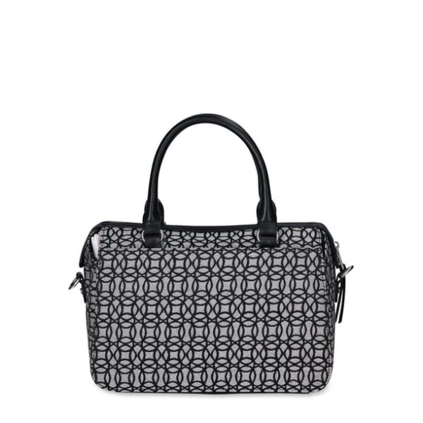 Time and Tru Women's Beckett Satchel Handbag, Black & Beige Jacquard