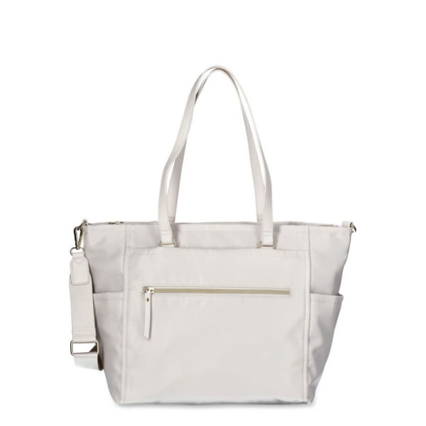 Time and Tru Women's Frankie Nylon Tote Bag, Pearly White