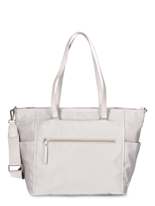 Time and Tru Women's Frankie Nylon Tote Bag, Pearly White