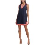 Tommy Hilfiger Womens Colorblock Mini Casual Shift Dress Petites BHFO 3781