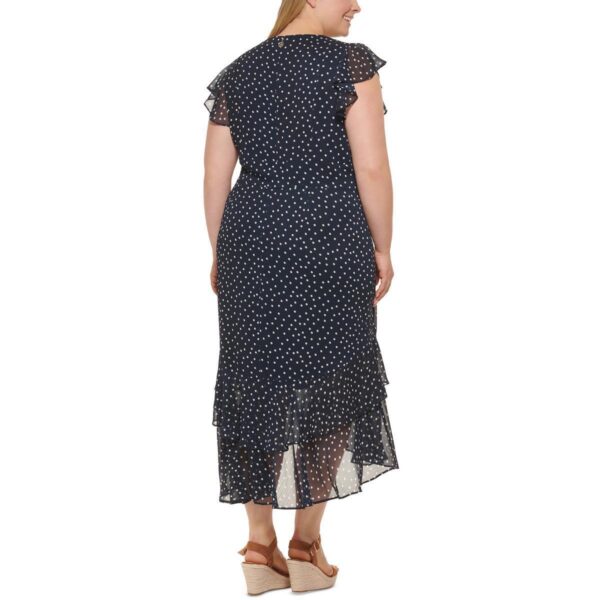 Tommy Hilfiger Womens Navy Chiffon Polka Dot Long Maxi Dress Plus 20W BHFO 6216