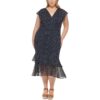 Tommy Hilfiger Womens Navy Chiffon Polka Dot Long Maxi Dress Plus 20W BHFO 6216