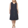 Tommy Hilfiger Womens Navy V-Neck Mid Calf Midi Dress Plus 18W BHFO 1681