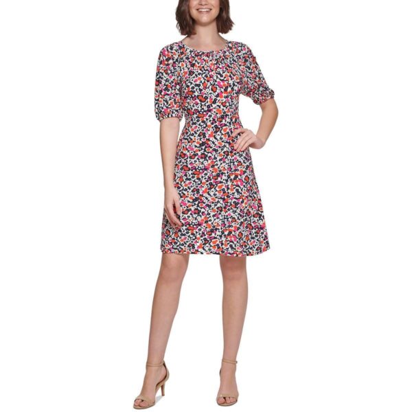 Tommy Hilfiger Womens Pink Floral Print Fit & Flare Dress Petites 4P BHFO 8563