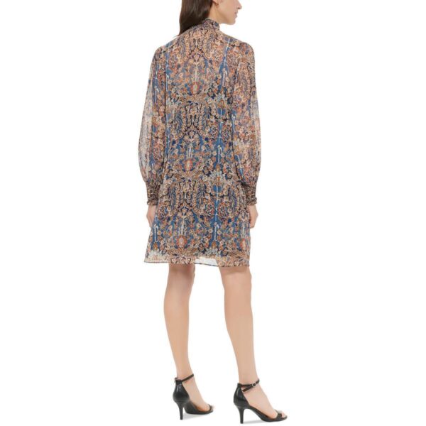 Tommy Hilfiger Womens Printed Knee-Length Mock Neck Shift Dress BHFO 4077