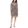 Tommy Hilfiger Womens Printed Knee-Length Mock Neck Shift Dress BHFO 4077