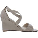 Touch Ups Womens Jenna Beige Patent Wedge Sandals Shoes 6 Medium (B,M) BHFO 8154