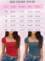 Trendy Queen Womens Short Sleeve T Shirts Square Neck Crop Going Out Cute Tops for Women Basics Tees Summer Trendy Clothes