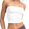 Trendy Queen Womens Tube Tops Strapless Crop Tops Basic Backless Sleeveless Bandeau Cute 2024 Summer Outfits Sexy Solid Tops