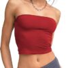 Trendy Queen Womens Tube Tops Strapless Crop Tops Basic Backless Sleeveless Bandeau Cute 2024 Summer Outfits Sexy Solid Tops