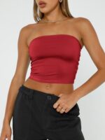 Trendy Queen Womens Tube Tops Strapless Crop Tops Basic Backless Sleeveless Bandeau Cute 2024 Summer Outfits Sexy Solid Tops