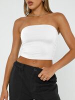 Trendy Queen Womens Tube Tops Strapless Crop Tops Basic Backless Sleeveless Bandeau Cute 2024 Summer Outfits Sexy Solid Tops