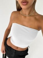 Trendy Queen Womens Tube Tops Strapless Crop Tops Basic Backless Sleeveless Bandeau Cute 2024 Summer Outfits Sexy Solid Tops