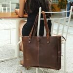 Vintage crafts genuine buffalo leather tote bag elegant shopper shoulder bag for women