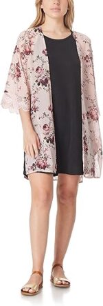 WallFlower Women's Sleeveless Swing Dress & Printed Kimono Set