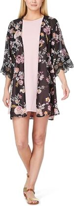 WallFlower Women's Sleeveless Swing Dress & Printed Kimono Set