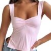 Women Cute Crop Tank Top Teen Girls Summer Trendy Bustier Sexy Y2K Strappy Going Out Tops