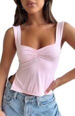 Women Cute Crop Tank Top Teen Girls Summer Trendy Bustier Sexy Y2K Strappy Going Out Tops